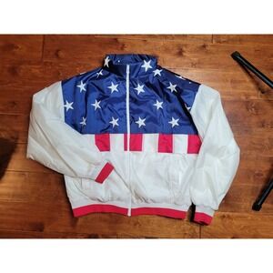 Vintage 1980's American Flag Stars & Stripes Windgear Bomber Jacket Sz LG